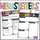Editable Bright Classroom Newsletters - Monthly + Weekly T
