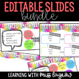 Editable Bright Colorful Slides Morning, Centers, & Statio
