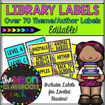 Preview of Editable Bright Colors Classroom Library Bin Labels