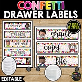 Editable Bright Confetti Drawer Labels for Sterilite Conta