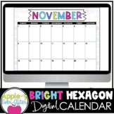 Editable Bright Hexagon Calendar - Teacher/Parent Monthly 