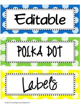 editable polka dot labels clip art images by the enlightened elephant