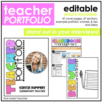 Preview of Editable Bright Teacher Portfolio | Example Portfolio & Tutorials