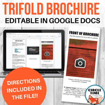 Preview of Editable Brochure Project Template, Google Docs Trifold w/ Student Instructions