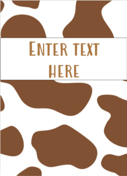 Editable Brown Cow Print Binder Covers w/ Spines | TpT