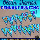 Editable Bulletin Board Bunting Pennants—Ocean Themed