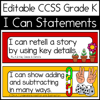 Preview of Editable Bulletin Board "I Can" Target Statement Cards {CCSS Kindergarten}