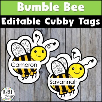 Preview of Editable Spring Bee Cubby Name Tags | Locker Labels