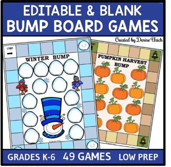 Preview of 49 Editable Bump Game Templates for Math Multiplication Reading Sight Words