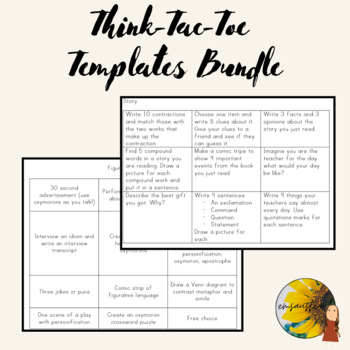 Preview of Editable Bundle of Think Tac Toe: Science, Maths, Homework and Seasons