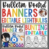 Editable Bunting Banner Lightbulbs Color and BW Electricit