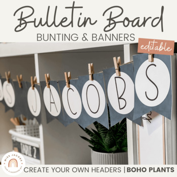Preview of Editable Bunting & Display Banners in Modern Boho Plants themed decor