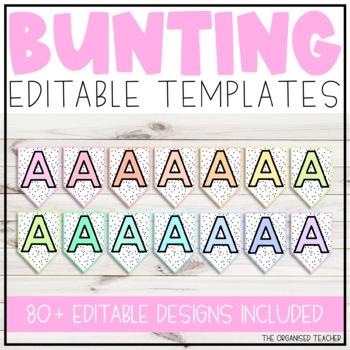 Editable Bunting - Pastel Rainbow Decor