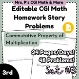 Editable CGI Math Story Problem Homework Set 3 - Multiplication / Third Grade