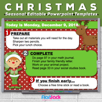 Preview of Editable CHRISTMAS Themed Morning Work PowerPoint Templates