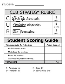 Preview of Editable CUB Problem Solving Strategy Rubric