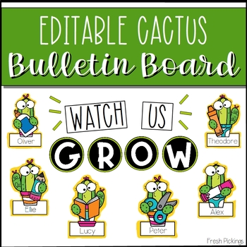 Preview of Editable Cactus Bulletin Board- Welcome Back to School