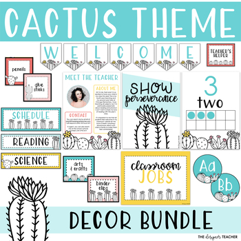 Preview of Editable Cactus Classroom Decor Bundle