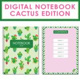 Editable Cactus Digital Notebook - 5 Subject Notebook for 