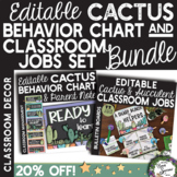 Editable Cactus Theme Behavior Chart and Class Jobs Bundle