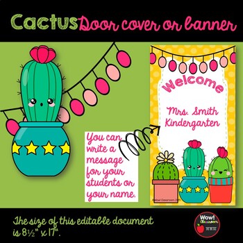 Preview of Editable Cactus door cover or banner