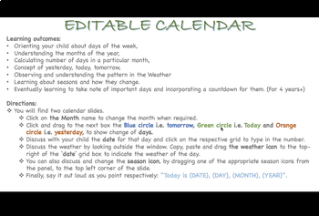 Preview of Editable Calendar 