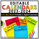 Editable Calendars 2022-2023 | Monthly Printable & Digital | Free Updates