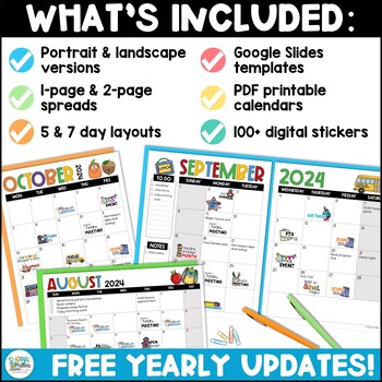 2024 Editable Calendar Templates - February Calendar Monthly Teacher  Planners