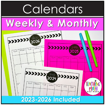 Editable Calendar 2023-2024 | Weekly and Monthly Calendars 2024 | TPT