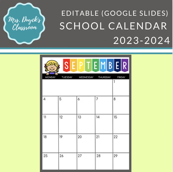 Preview of Editable Calendar 2023-2024 (google slides)