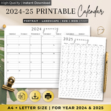 Editable Calendar 2024-2025, Printable and Digital Calenda