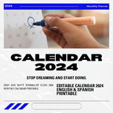 Editable Calendar 2024 - English Printable and Digital Calendars