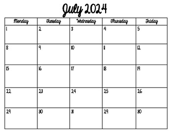 Preview of Editable Calendar 24-25