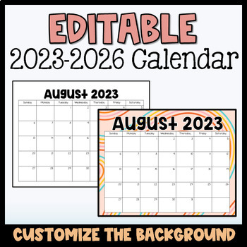 Preview of Monthly Editable Calendars 2024-2026 with FREE Updates - Printable Calendars