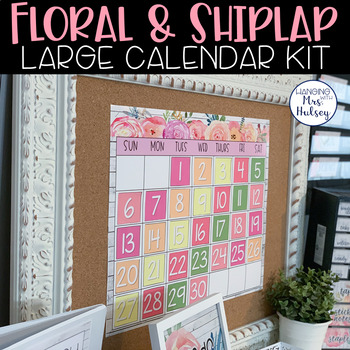 Floral Farmhouse Wall Calendar Large Classroom Calendar TPT