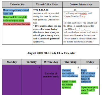 Preview of Editable Calendar- Full School Year