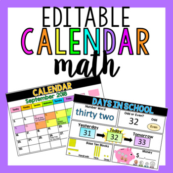 Preview of Editable Calendar Math PPT