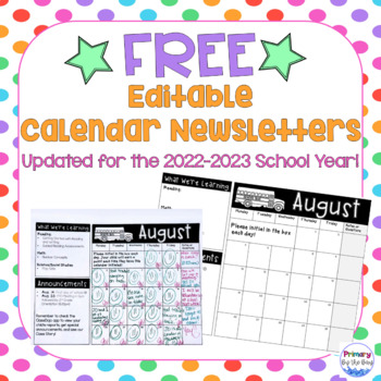 Preview of Editable Calendar Newsletters 2023-2024