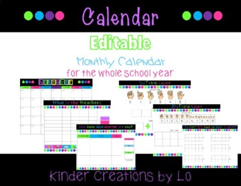 Preview of Editable Calendar Routine for the Whole Year! (Distance Learning)