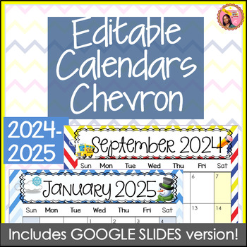 Preview of Editable Calendars 2024 - 2025 Chevron for PowerPoint and Google Slides™