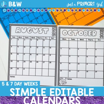 Preview of Editable Calendars