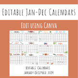 Editable Calendars Jan-Dec 2024