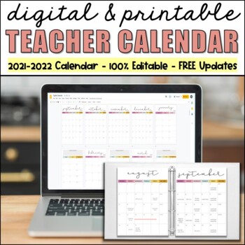 Preview of Editable Calendars - Print & Digital