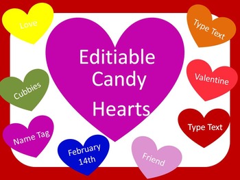 Preview of Editable Candy Heart Labels