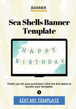 Preview of Editable Canva Sea Shells Class Room/Birthday/ Deco Banner Template