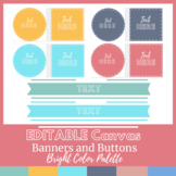 Editable Canvas Buttons and Banners Bright Color Scheme