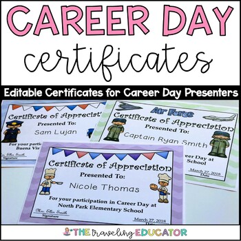 Preview of Career Day Certificates (editable)