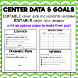 Editable Center Learning Objectives and Data Printables fo