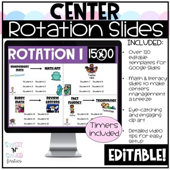 Preview of Editable Center Rotation Slides Templates with Moveable Pieces and Timers