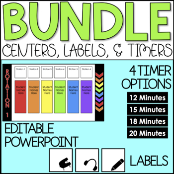 Preview of Editable Center Rotations PowerPoint Bundle | 6 Stations